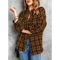 thumbnail image 5 of Asyoly Shacket Jacket For Women Plaid Long Sleeve Button Down Distressed Casual Shirt Jacket Boyfriend Style Oversized Coat Loose Outerwear With Pockets, 5 of 7