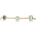 thumbnail image 2 of Gem Stone King 18K Yellow Gold Plated Silver Bracelet Persian Blue Moissanite Aquamarine (1.45 Cttw), 2 of 4