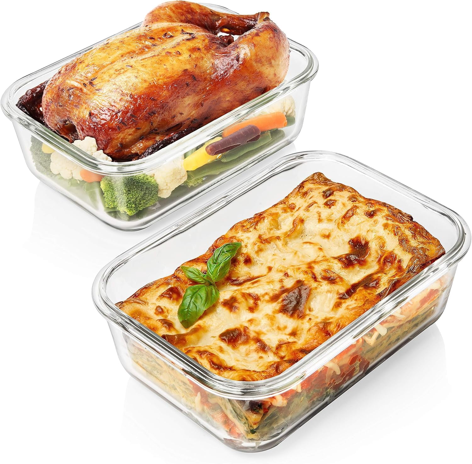 Blue 4 Piece 1860ml Large Glass Food Storage Containers with Lids for meal prep and leftover storage