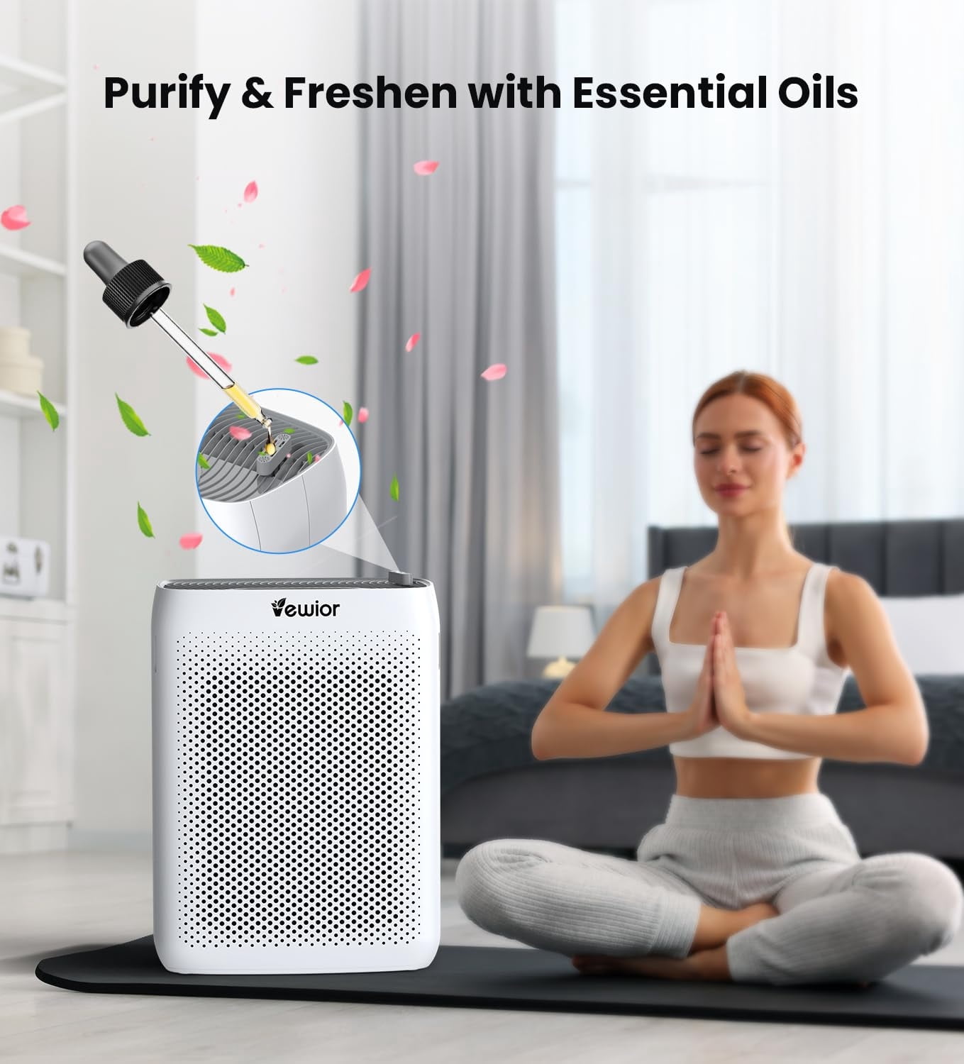 VEWIOR Air Purifiers for Home Large Room Up to 3000Sq.ft, H13 HEPA Air Cleaner with Washable Pre-Filter, PM2.5 Display, Sleep Mode, Timer, Aromatherapy, Auto Mode for Smoke, Pet Hair, Dust Pollen