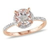 Miabella Women's 1-1/6 Carat T.G.W. Morganite and Diamond-Accent 10kt Rose Gold Halo Engagement Ring