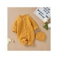 thumbnail image 6 of Qtinghua Newborn Baby Girl Boy Winter Clothes Long Sleeve Knit Sweater Romper Jumpsuit with Hat Outfits Yellow 9-12 Months, 6 of 9