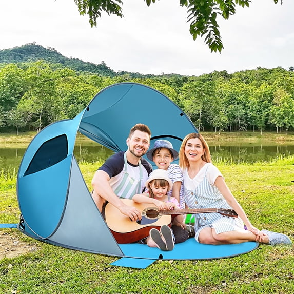Goplus Pop Up Beach Tent for 3-4 Person Anti-UV UPF 50+ Portable Sun Shelter