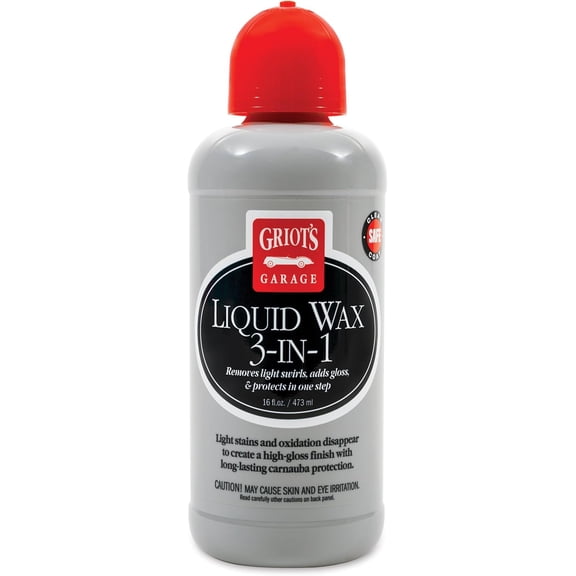 Griots Garage Liquid Wax 3-In-1 for Car Polishing and Detailing, High Gloss Shine and Carnauba-Based Protection for Auto Paint, 11013, 16oz