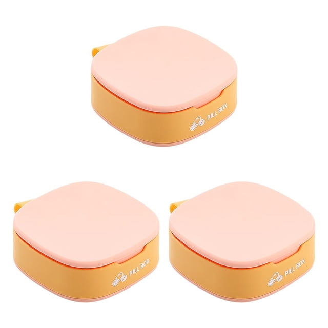 Justharion Pill Storage Box Divider Pills Tablet Container Health Care Travel Case Travelling Camping Accessories Pink 3Set