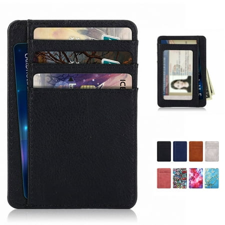 Allytech Credit Card Holder with ID Window, PU Leather RFID Blocking Ultra Slim Credit Cards Protection Wallet Case Sleeves,