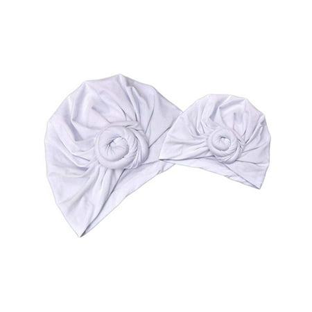 

2Pcs Mom Mother Baby Child Warm Twist Knot Turban Cap Kids Boys Girls Beanie Hat