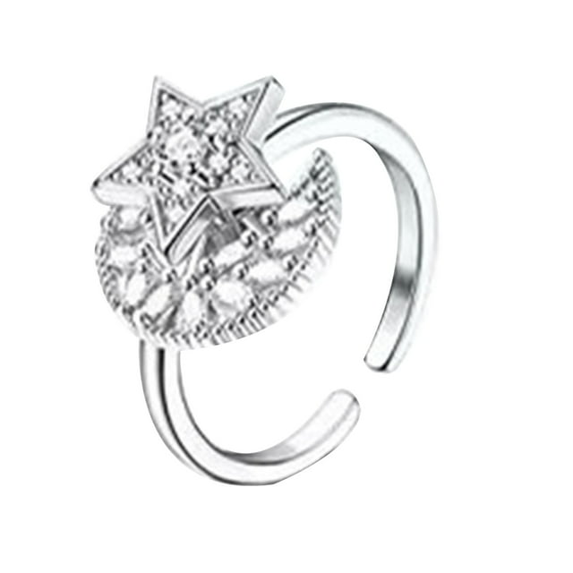 Bague en Zircon Plaqué Argent pour Amateurs de Mode, Rotative et Réglable, Soulageant l'Anxiété et la Pression