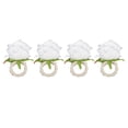 thumbnail image 2 of 4 anillos de servilleta de plástico reutilizables con diseño de rosa para restaurante, color blanco, 2 of 14