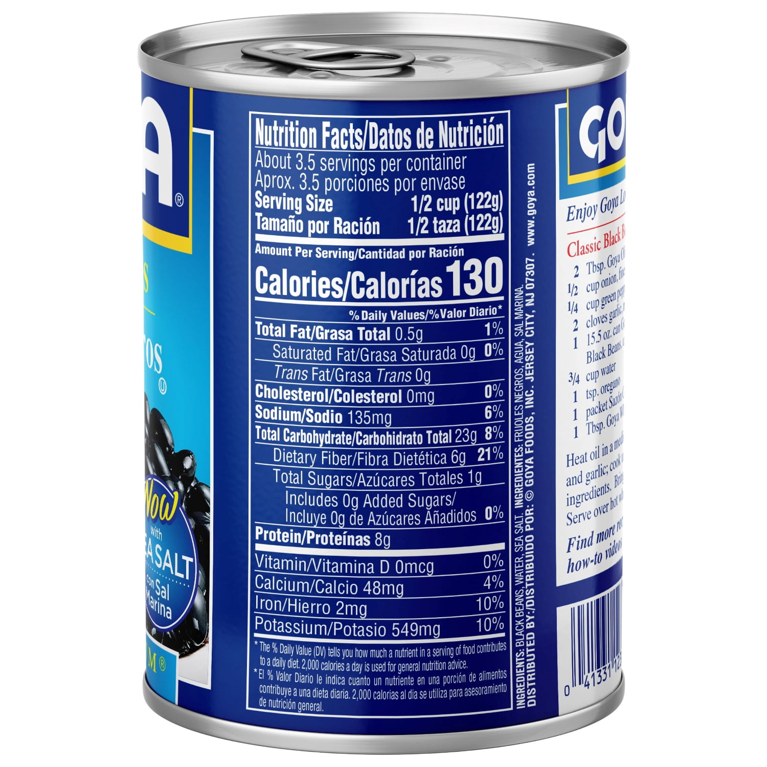 (2 pack) GOYA Low Sodium Black Beans 15.5 oz Can - Gluten Free, No Cholesterol, Excellent Source of Fiber
