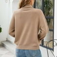 thumbnail image 6 of Khaki Women's Turtleneck Sweater, Long Sleeve, Loose Fit, Perfect for Keeping Warm, Size S, 6 of 7