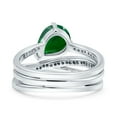 thumbnail image 3 of Weave Teardrop Pear Twist Infinity Shank Wedding Bridal Piece Ring Simulated Green Emerald CZ 925 Sterling Silver size 5, 3 of 5