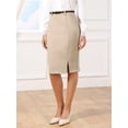 thumbnail image 4 of DARING DIVA Women's Knee Length Skirt with Slit and Belt XS Khaki, 4 of 6