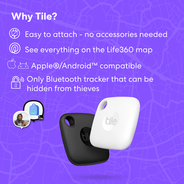 Tile Mate (2022) - 1 Pack - Black - Bluetooth Tracker, Keys