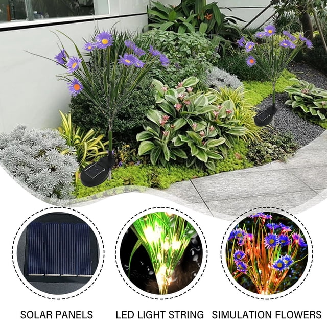 Boovnll Solar Garden Lights, Forty-Two LED Daisies Lights, For Yard, Gardens Decor