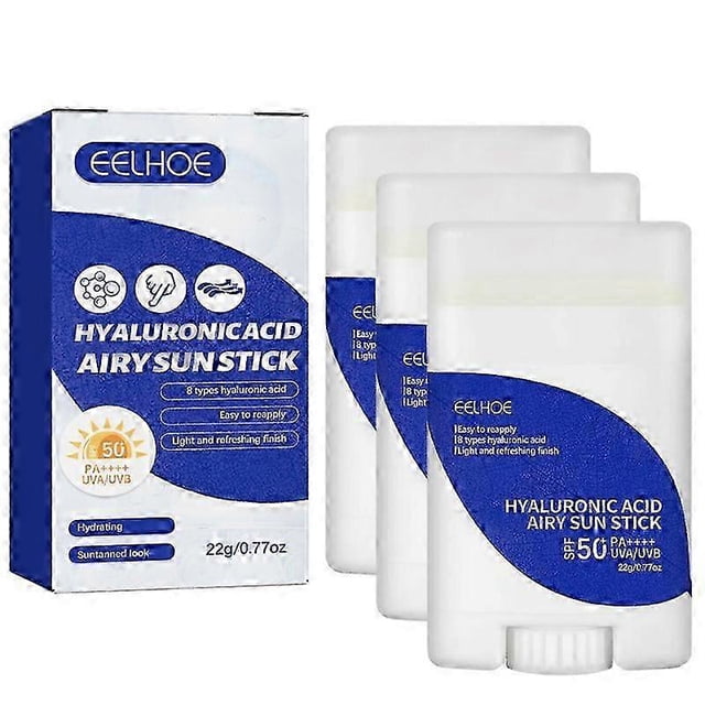 3 piezas de crema solar Yashi Airy Sun Stick con ácido hialurónico SPF50+ Pa++++