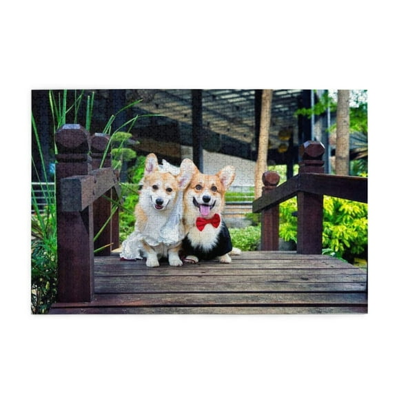 500 Piece Corgi Wedding Jigsaw Puzzle For Adults Cute Adorable Dogs, Challenging Wooden Puzzle, Relaxing Brain Game, Home Decor, Ideal Gift Idea