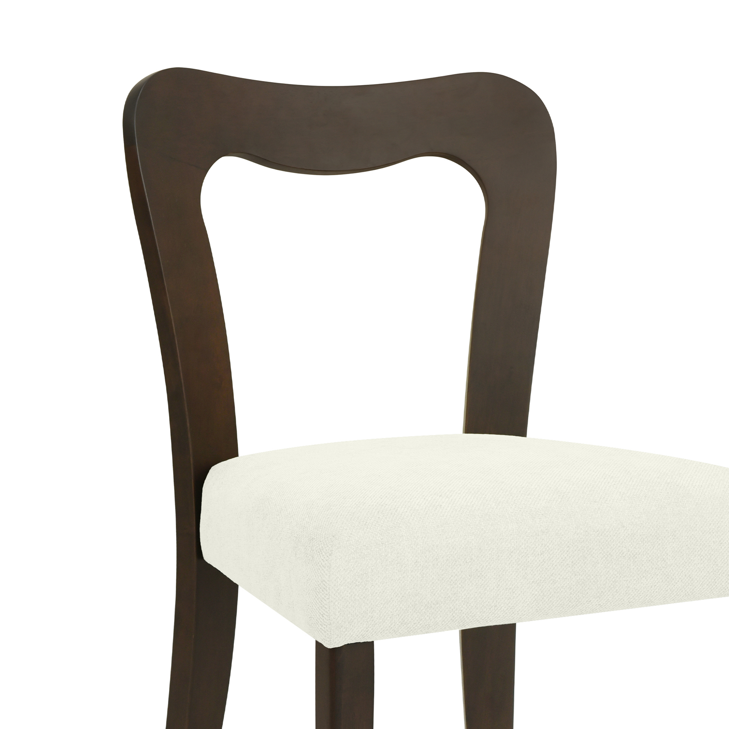Euroco Mid-Century Dining Chairs Set of 2, Upholstered Kitchen Side Chairs Accent Chairs with Wooden Legs for Living Room,Beige & Dark Brown