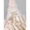 thumbnail image 4 of Champagne Halter Neck Lace Trim Satin A-Line Mini Dress For Women, 4 of 5