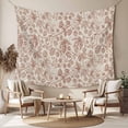 thumbnail image 2 of Brown Flowers Tapestry for Bedroom Wall Hanging Tapestry, Vintage Farmhouse Floral Leaves Vines Ceiling Backdrop Tapestries Poster Blanket Wall Decor for Teens Room Living Room Dorm 51" x 59", 2 of 8
