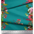 thumbnail image 3 of Soimoi Green Poly Georgette Fabric Leaves & Peony Floral Print Fabric by Yard 52 Inch Wide, 3 of 3