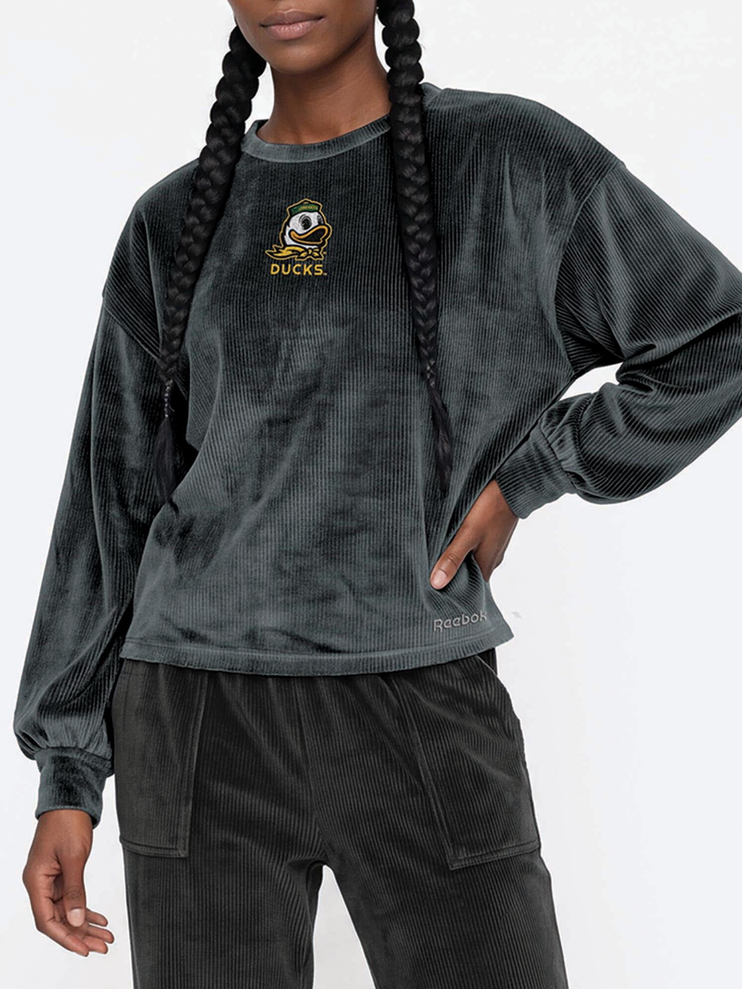 Oregon Ducks Reebok Womens Crew Neck Pullover with Balloon Sleeves