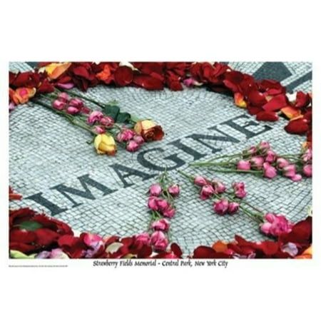 Imagine John Lennon Strawberry Fields Memorial - Central park New York City by Laura Lo Forti 36x24 Art Print Poster Photograph The Beatles Roses Peace Sign