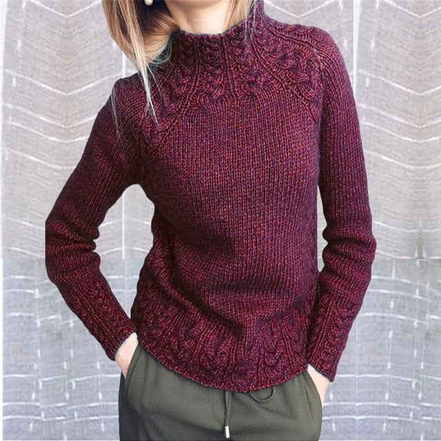 EGNMCR Pull Col Roulé pour Femmes, Pulls pour Femmes Manches Longues Col Mi-Haut Décontracté Ample Tricoté Women Sweater