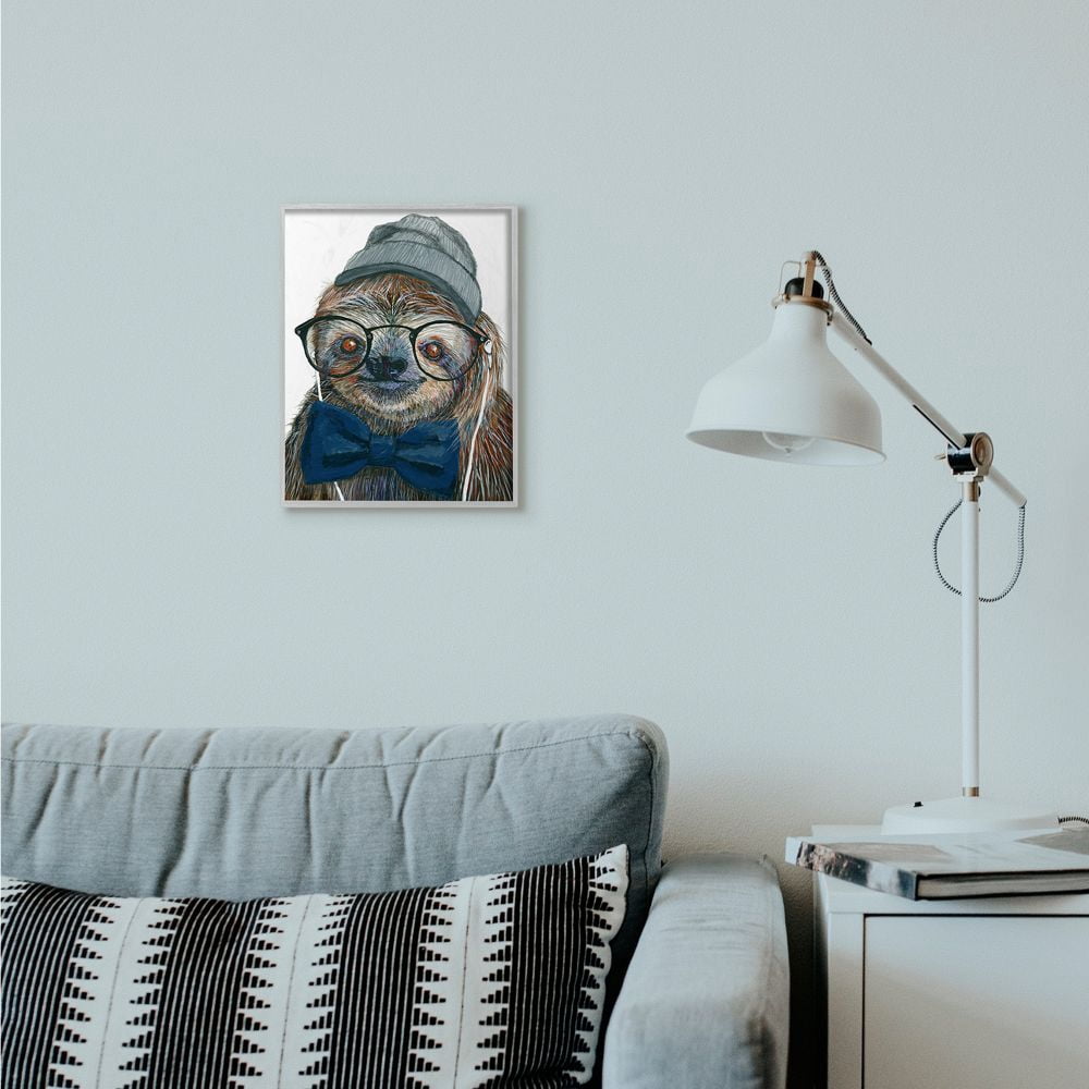 Stupell Home Décor Industries Modern Sloth Funny Animal Portrait Drawing Framed Wall Art by Melissa Symons