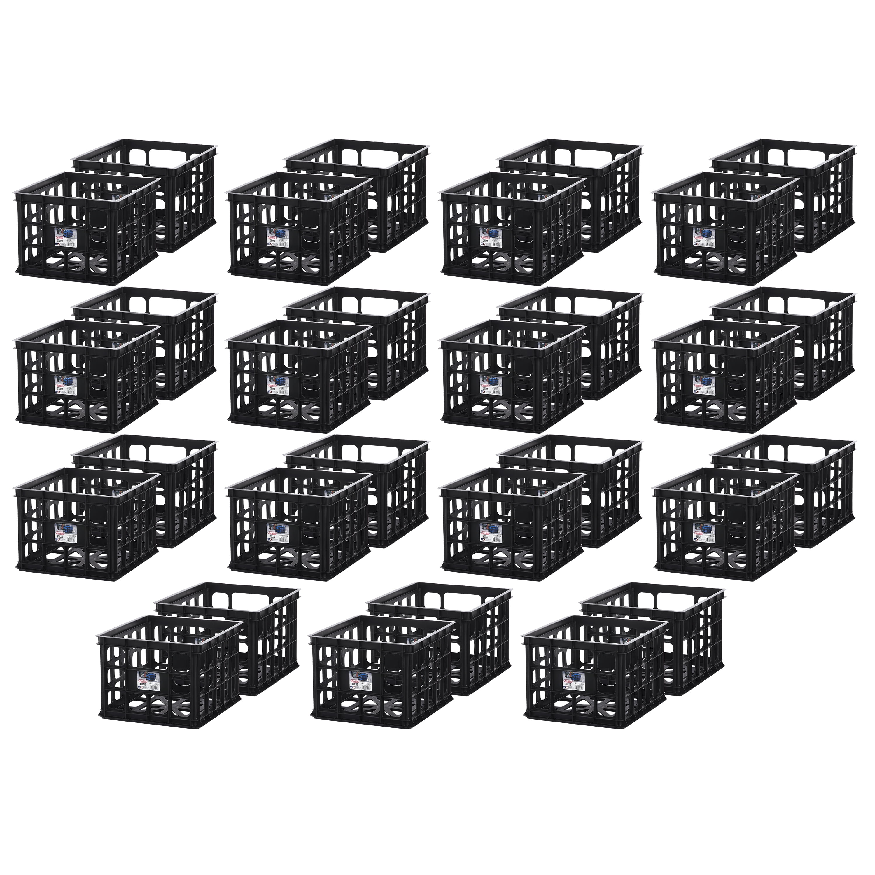 Black Sterilite 16929006 Plastic Black Storage Box Crate 24 Pack 