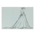 thumbnail image 1 of Bridal Cutting Board, Tale Ending of a Love Story Cartoon Sketchy Bride with Flowers Image, Decorative Tempered Glass Cutting and Serving Board, Small Size, Black and White, by Ambesonne, 1 of 1