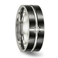 thumbnail image 5 of Stainless Steel Polished Black IP-plated CZ Grooved 8mm Comfort Fit Band, 5 of 8