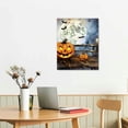 thumbnail image 2 of General Canvas Wall Art Picture 16x20in for Living Room Bedroom Halloween Wall Art Pumpkin Decorations Vintage Haunted House Paintings Decor Wall Picture Moon Poster HD White, 2 of 3