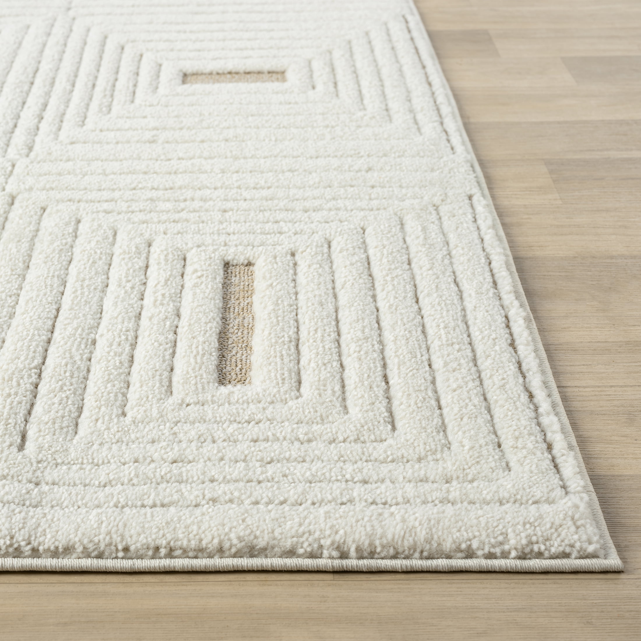 Better Homes & Gardens Squares Area Rug, 5 ft x 7 ft, Ivory/Off-White