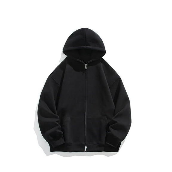Loose Hoodie Men Zip Up Heavy Fabric Jacket Coats Streetwear