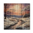 thumbnail image 3 of Designart "River at Night in Winter II" Landscapes Print on Natural Pine Wood, 3 of 5