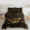 thumbnail image 2 of Castle Fairy Boho Animal Moth Bedding Comforter Set 2pcs for Children Teenagers Adults,Black Golden Twin Comforter Sets Microfiber,Gothic Exotic Style Breathable Bedding Set,Lightweight Room Decor, 2 of 8