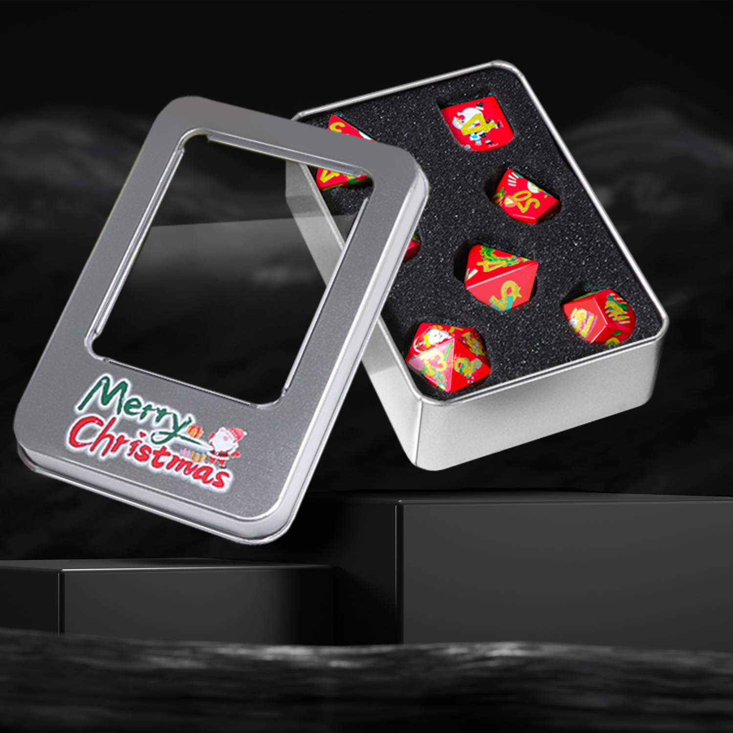 SWAJUJA DND Dice Set Christmas Themed Gift Box 7-Piece