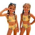thumbnail image 3 of CCRFTGI Girls Swimsuit Size 7 2 Piece Set Swimming Girls Bathing Suit Beach Holiday Floral Print Bikini Set Cute Summer Girls Fashion Swimsuits Swimwear Earthy Yellow 9-10 Years, 3 of 9