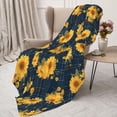 thumbnail image 3 of Rateoe Blue Striped Sunflower A Pattern Flannel Throw Blanket, Ultra-soft Blanket for Bed, Couch, Car, Hypoallergenic Anti-pilling blanket-80"x60"(Vertical), 3 of 6