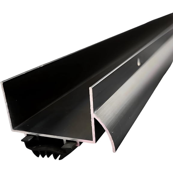 U Shaped Aluminum Door Bottom Sweep with Drip Cap, Weather Stripping Seal for Exterior Doors, 1 3/4" Width, Black (48 Inch)