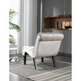 thumbnail image 5 of GZXS Armless Accent Chair, Upholstered Button Tufted Living Room Chairs with Wood Legs, Comfy Velvet Lounge Chair Reading Chair for Bedroom, Beige, 5 of 9