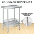 thumbnail image 2 of Table d'Appoint de Patio en Acier Inoxydable Robuste pour l'Extérieur, Table de Travail à 2 Niveaux avec Tablette Inférieure Réglable, Roues Verrouillables, Chariot Polyvalent Durable et Facile à Nettoyer pour Jardin, Cuisine, Restaurant, Atelier, 2 of 13