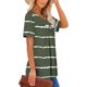 thumbnail image 2 of Camiseta floral con cuello en V y dobladillo con volantes para mujer Camisas cortas holgadas Blusa corta plisada Verde XXXL, 2 of 5