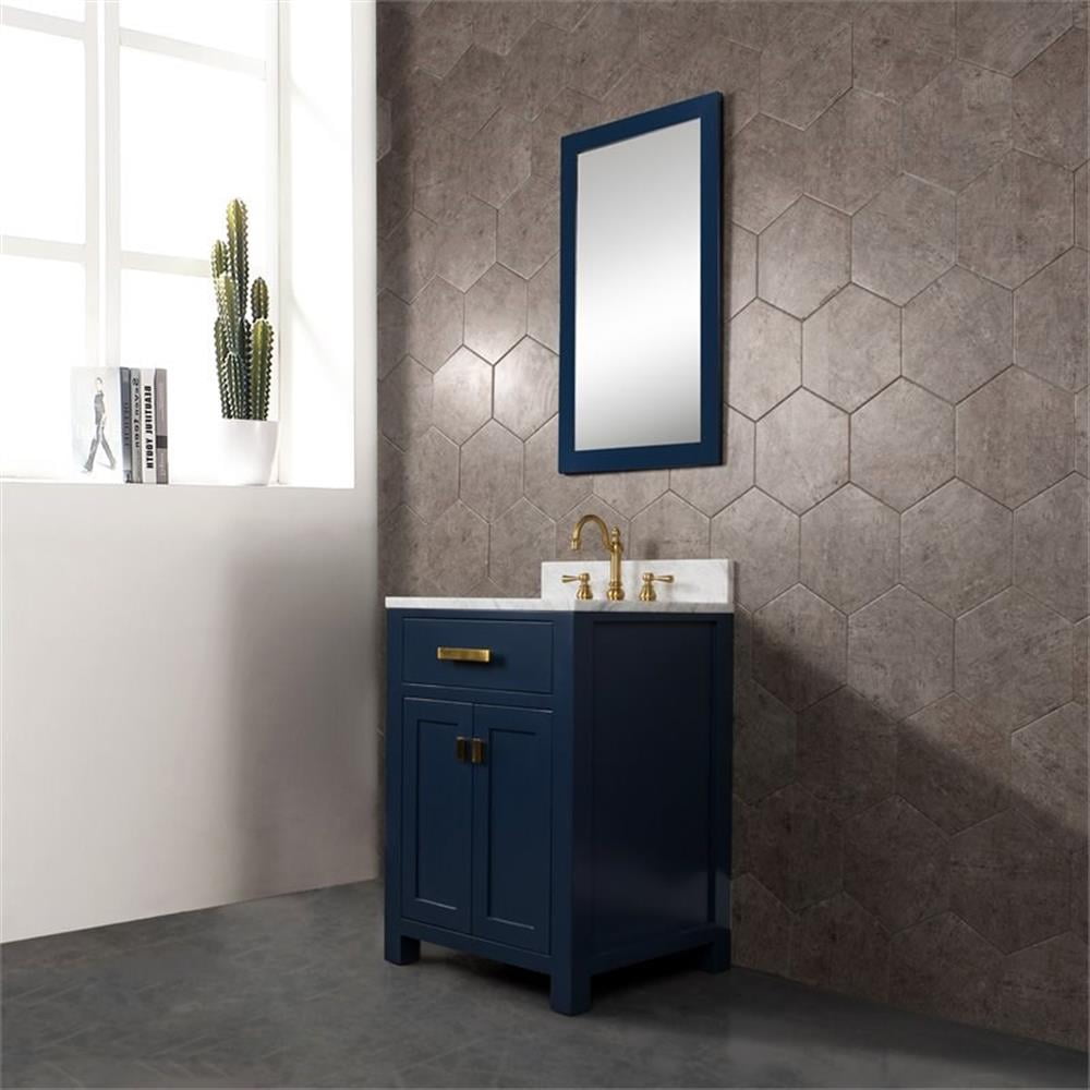 Water Creation Madison 24" Solid Hardwood Single Bathroom Vanity in Blue/Gold