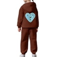thumbnail image 6 of Hooded Sweatsuit Girls - Girls Casual Print Hoodie And Pants Fashionable Two Piece Outfit For Kids Comfortable Athleisure (Brown,4-5 Years), 6 of 7
