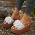 thumbnail image 3 of Platform Wedges Heels foe Women Espadrilles Sandals Open Toe Flower Casual Slip on Slides High Heeled Mules White Size 7, 3 of 6