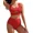 red, variant on Alove Ribbed Bikini Sets Solid Color High Waisted Women Two Piece Swimsuit Scoop Neck Cutout Sexy Bathing Suit Thick Shoulder Strap Swimwear