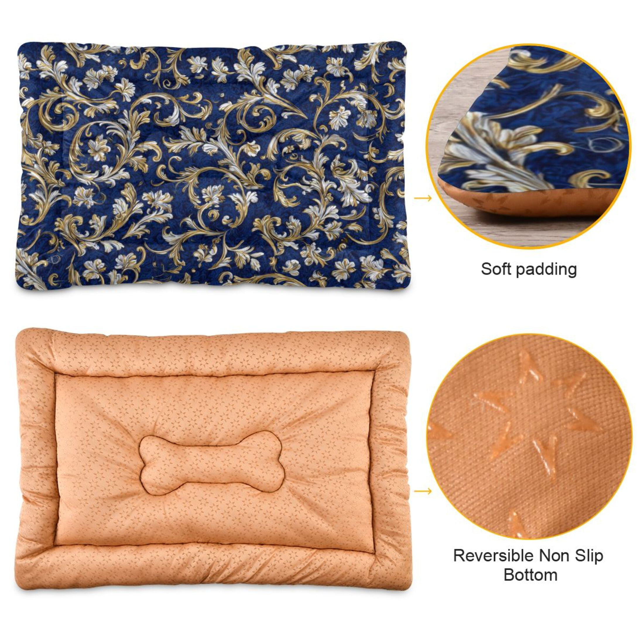 Cozy Mat Pet Bed Indoor Outdoor Warm Soft For Cat Dog Puppy(S/M) Royal Blue and White Pattern