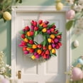 thumbnail image 2 of Artificial Spring Flower Wreath Rose Floral Wreath Spring Hanging Ornament Door Hanging Garland for Spring Wedding Home Door Outdoor Front Door Wall Decor, 2 of 9